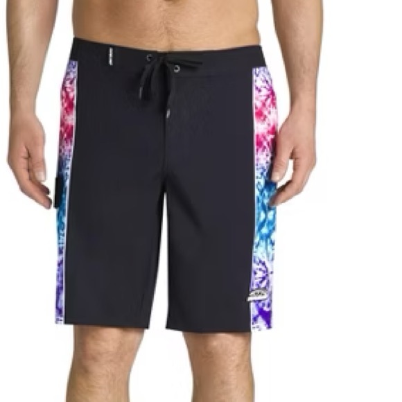 🔥Pipeline Black Board Shorts with Tie-Dye Accents Sz Medium New - Picture 1 of 14